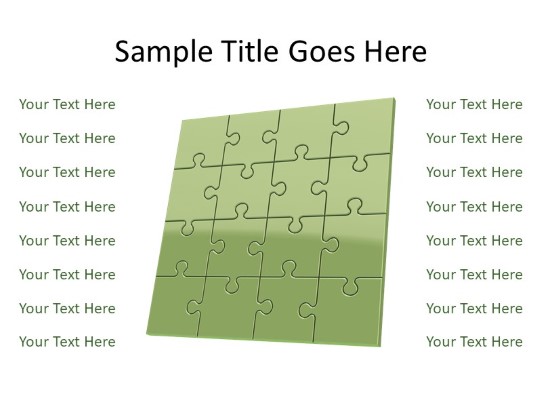 Puzzle 16 C Green PowerPoint PPT Slide design